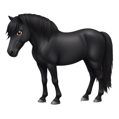 Totally black horse with dark brown eyes and the end of the mane slightly brown/reddish sticker