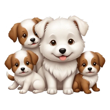 White dog with four brown puppies sticker