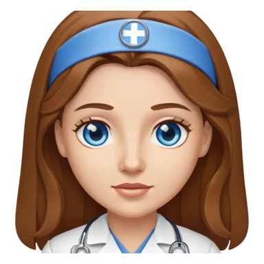 Nurse with brown long hair and blue eyes sticker