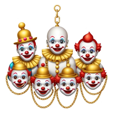 Vip zone full of playing clowns with golden chain on the neck. full height  sticker