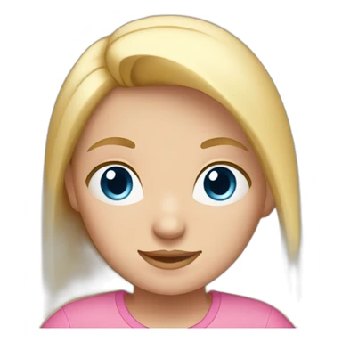 Blond girl with blue eyes and a pink shirt, straight hair sticker
