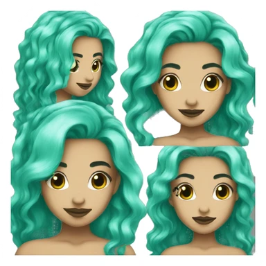 Pisces mermaid Turquoise hair sticker