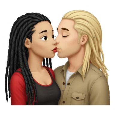 bacio tra coppia donna capelli neri con dread e uomo biondo sticker