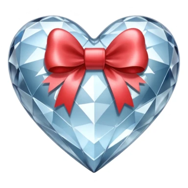 crystal clear heart with a silver bow and heart pattern on the bow sticker