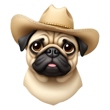 pug with cowboy hat sticker