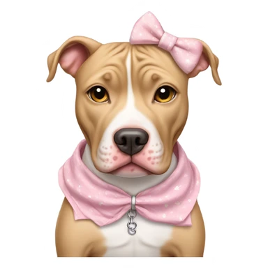 Tan and white pit bull dog wearing cute girly clothes  sticker