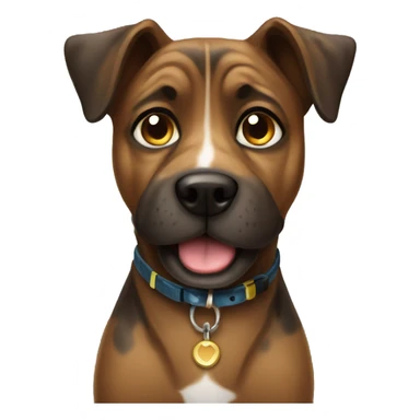 Brindle dog with collar looking at you sticker