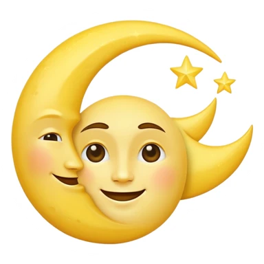 crescent moon with a face sticker