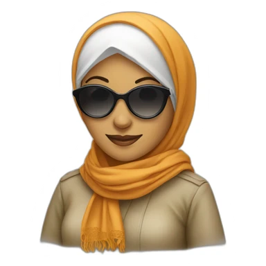 A women Who is wearing sunglasses and an islamic scarf sticker
