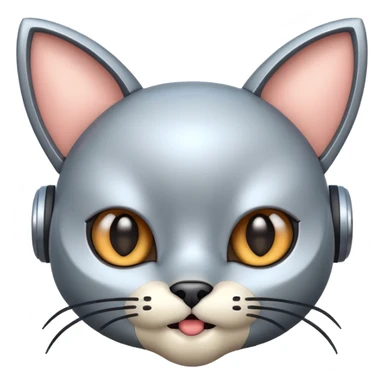 robot looking surprised with cat ears and looks funny sticker