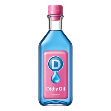bottle of oil blue top pink outside with logo that says Diddy oil sticker