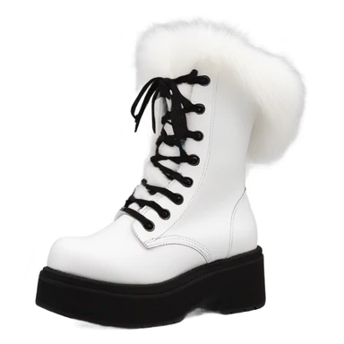 Platform Demonia High boots white fur sticker