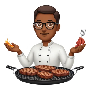 Muchacho guapo con lentes haciendo una carne asada  sticker