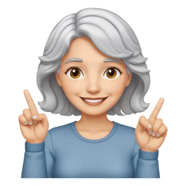 silver, short, wavy-haired, smiling pretty lady, index and middle fingers crossed sticker