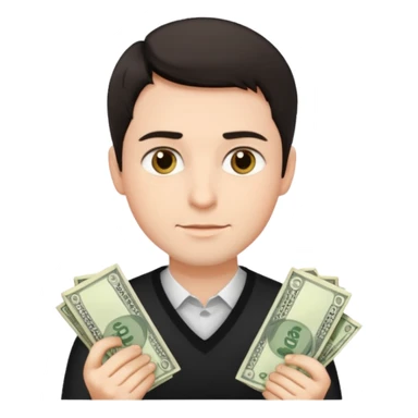 A man with a lot of money and short hair sticker