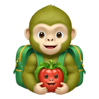 A green gorilla that loves vegetables and is part of a kindergarten named banban's kindergarten sticker
