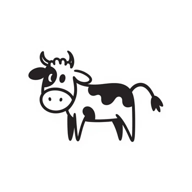hand drawn doodle style cow sticker