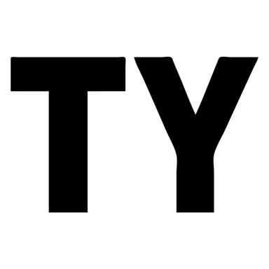 big bold black TY letters in professional sans-serif font filling entire image on white background no additional design elements sticker