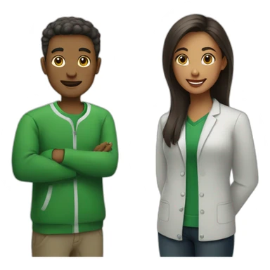 mentor with a student in green clothes sticker
