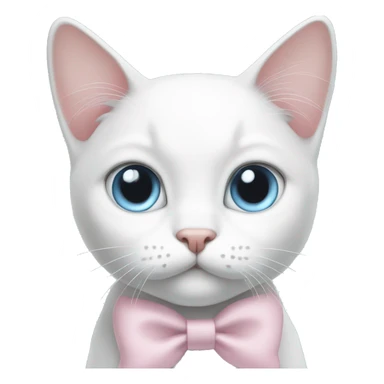 White cat light pink bow light blue eyes  sticker