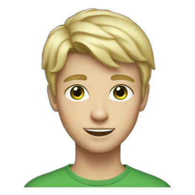 Blonde teen boy with medium short hair, green eyes sticker