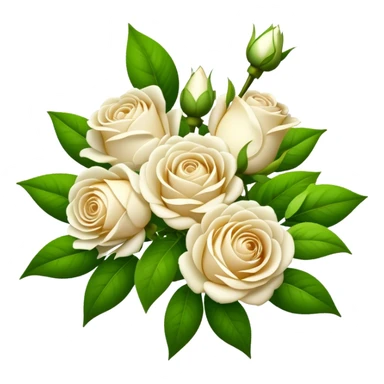 bouquet White Tea Rose, luxuriant, leaf, bud sticker