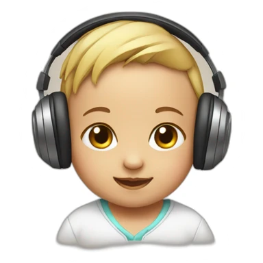 Baby wearing headphones sticker