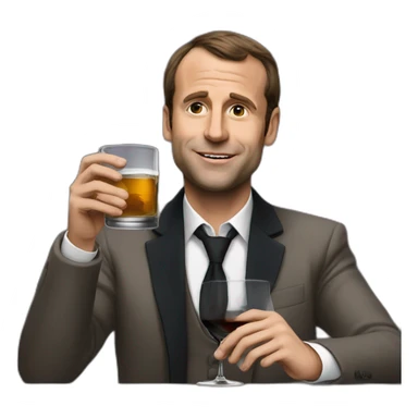 Macron drinking whiskies  sticker