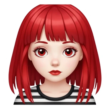 Pale girl with red and black striped hair and bangs sticker