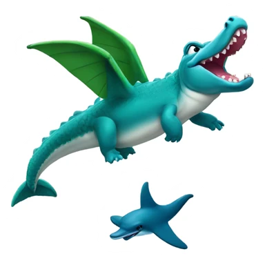 alligator flying on a dolphin  sticker