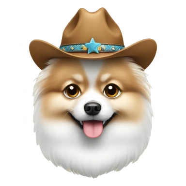 White Pomeranian with hat cowboy sticker