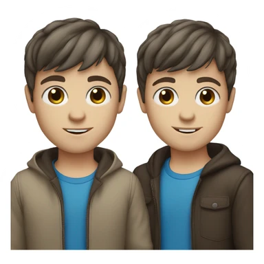 White boy short dark brown hair with bangs blue eyes sticker