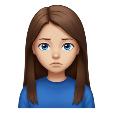 fille long cheveux lisse brune yeux bleu aigri pull noir petite en taille sticker