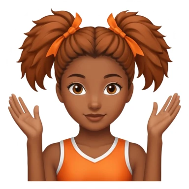 - Nữ
- 15 tuổi
- Da nâu
- Tóc búi gọn gàng
- thân thiện ,xinh
- Mặc áo cổ vũ cam
- ảnh chân dung sticker