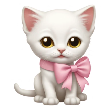 albino kitten with pink bow  sticker