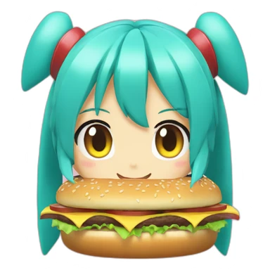hatsune-miku-on-hamburger sticker