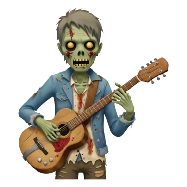 zombie playing guitar sticker