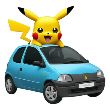 Pikachu in a twingo 1999 sticker