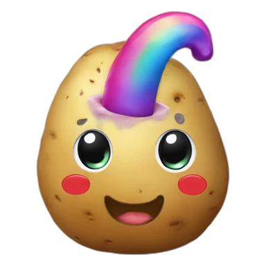 potato with unicorn head, rainbow sticker