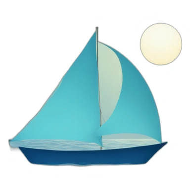 a blue sailing boat silhouette on a sea background  sticker