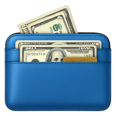 blue wallet open with money inside sticker