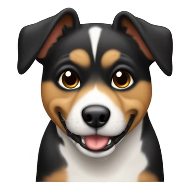 Perro Pincher, gordito y viejito con la lengua fuera, color negro y canas  sticker