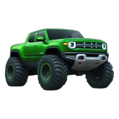 Rivian green as a monster truck sticker