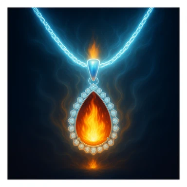 Replace the dark void with a small, powerful flame inside the pendant sticker