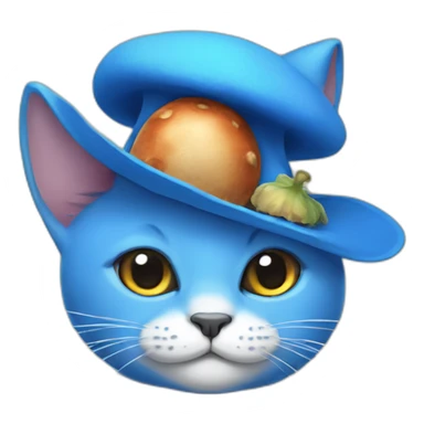 Blue cat with a mushroom hat sticker