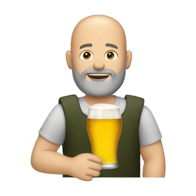 a bald and bearded man drinking beer  sticker