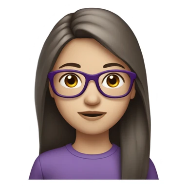 extra pale little girl in purple glasses and dark brown long hair sticker