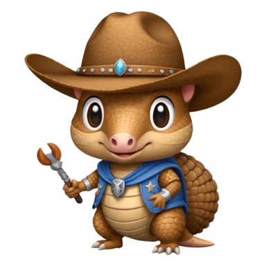 armadillo with cowboy hat team logo  sticker