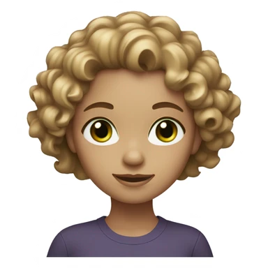 Girl with beige skin tone and light brown curly hair and green eyes sticker