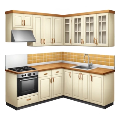 Kitchen with cabinets and tile floor sticker